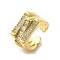 Rack Plating Brass Micro Pave Cubic Zirconia Finger Ring, Cuff Ring, Long-Lasting Plated, Cadmium Free & Lead Free, Real 18K Gold Plated, Inner Diameter: 13.6mm