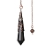 Natural Black Onyx Dowsing Pendulum Big Pendants, with Red Copper Plated Metal Cone, Hexagonal Cone Charm, 260mm