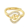 Heart Brass Micro Pave Cubic Zirconia Adjustable Ring Settings KK-K297-22G-2