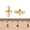 Brass Pave Glass Rhombus Links Connector Charms GLAA-Q088-001D-3