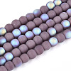 Frosted Opaque Glass Beads Strands GLAA-T032-P4mm-MBB15-1