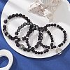 4Pcs 4 Style Natural Black Onyx & Lava Rock Beaded Stretch Bracelets Set BJEW-JB09672-5