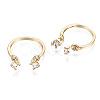 Brass Micro Clear Cubic Zirconia Cuff Finger Rings Setting KK-T056-51G-NF-2