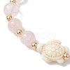 Natural Rose Quartz & Synthetic Turquoise Stretch Bracelets BJEW-JB13475-3