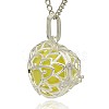 Silver Color Plated Brass Hollow Heart Cage Pendants KK-J243-04S-2