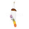 Wood & Natural Dye Agate Wind Chime Pendants HJEW-H054-03-2