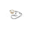 Heart 925 Sterling Silver with Natural Freshwater Pearl Cuff Rings for Women FS-WG385D2-01-5