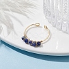 Copper Wire Wrapped Natural Lapis Lazuli Open Ring RJEW-JR00630-03-2