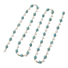 2Pcs 2 Colors Synthetic Turquoise & Glass Pearl Link Chains AJEW-JB01594-01-2