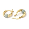 Natural Malaysia Jade Round Beaded Hoop Earrings EJEW-A099-03G-05-3