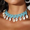 Bohemian Handmade Woven Polyester Cord Natural Cowrie Shell Tassel Choker Necklaces for Women FS-WGB5F2D-11-1
