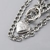 Alloy Heart Pendant Double Layer Necklace for Women NJEW-WH0022-09C-1