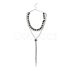 Brass Full Rhinestone Flat Round Tassel Y Necklaces for Women NJEW-M104-01S-01-2