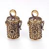 Brass Prayer Box Pendants KK-K176-17AB-1
