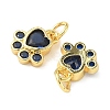 Brass Pave Cubic Zirconia Paw Print Charms KK-I355-17G-04-2