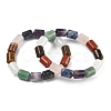 Column Dyed Natural Lapis Lazuli & Rose Quartz & Green Aventurine & Amethyst & Red Jasper & Tiger Eye & Quartz Crystal Beads Stretch Bracelets for Women Men BJEW-A148-01A-20-4