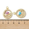 Brass Micro Pave Clear Cubic Zirconia Pendants KK-C045-43G-3