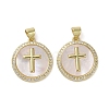 Brass Micro Pave Clear Cubic Zirconia Pendants X-KK-H466-07G-1