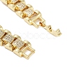 Rack Plating Brass Pave Clear Cubic Zirconia Rectangle Link Chain Bracelets for Women BJEW-R317-16G-2