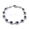 Platinum Alloy Teardrop Link Chain Bracelets LS-BJEW-A005-01A-1