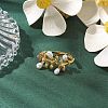 Leaf Natural Pearl & Natural Tourmaline Adjustable Rings RJEW-P113-16G-4