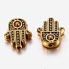 Tibetan Style Alloy Hamsa Hand/Hand of Fatima/Hand of Miriam Beads TIBEB-7722-AG-RS-2