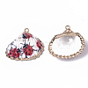 Electroplate Printed Natural Scallop Shell Pendants SSHEL-R047-04-A07-3