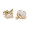 Brass & Shell & Clear Cubic Zirconia Charms KK-G497-18G-2