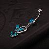Piercing Jewelry Real Platinum Plated Brass Rhinestone Double Butterfly Navel Ring Belly Rings AJEW-EE0001-41B-3