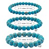 3Pcs 3 Size Synthetic Imperial Jasper Round Beaded Stretch Bracelets Set BJEW-SW00064-31-7