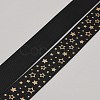 100 Yards Star Gold Stamping Polyester Grosgrain Ribbons DIY-WH0580-14-1
