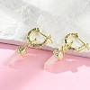 Natural Rose Quartz Hoop Earrings EJEW-P306-01G-07-3