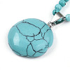 Synthetic Turquoise 4.5mm Round Beaded Flower Pendant Necklaces NJEW-T016-04G-5