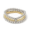 Brass Micro Pave Cubic Zirconia Round Beaded Multi-Strand Bracelets for Women BJEW-B148-02B-PG-4