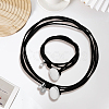 2Pcs 2 Styles Alloy Rectangle PU Leather Layered Cord Choker Necklaces for Women NJEW-CL0001-34B-5