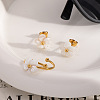 Fashion Stainless Steel Flower Cuff Rings & Stud Earrings Sets for Women WL9140-1-2