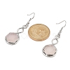 Hexagon Natural Rose Quartz Dangle Earrings EJEW-K298-01P-09-5