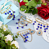 4Pcs Blue Evil Eye Alloy Rhinestone Charm Kilt Pins JEWB-FH00039-4
