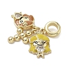 Brass Clear Cubic Zirconia European Dangle Charms KK-K368-26G-2
