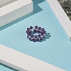 Natural Amethyst & Glass Braided Beaded Stretch Ring for Women RJEW-JR00546-02-2