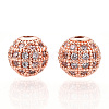Rack Plating Brass Cubic Zirconia Beads ZIRC-S001-8mm-A03-3