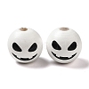 Printed Round Wood European Beads WOOD-M006-02-2