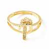 Clear Cubic Zirconia Initial Letter with Crown Adjustable Ring RJEW-M139-17P-2