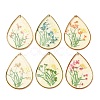 Brass & Transparent Epoxy Resin & Dried Flower Pendants RESI-G133-02G-1