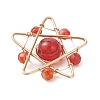Natural Carnelian Copper Wire Wrapped Pendants PALLOY-TA00368-02-4