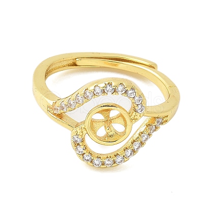 Heart Brass Micro Pave Cubic Zirconia Adjustable Ring Settings KK-K297-22G-1