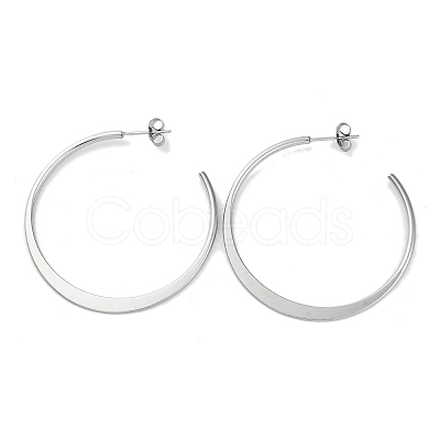 304 Stainless Steel Ring Stud Earrings EJEW-K295-01B-P-1