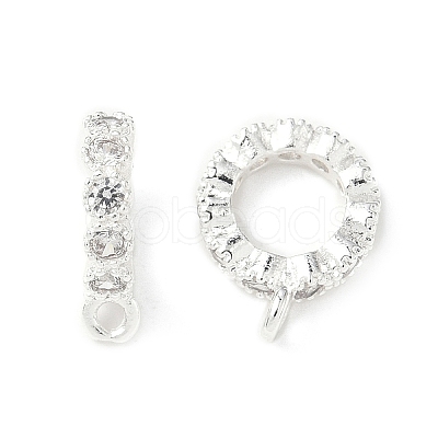 Brass Micro Pave Clear Cubic Zirconia Tube Bails KK-A254-02A-S-1