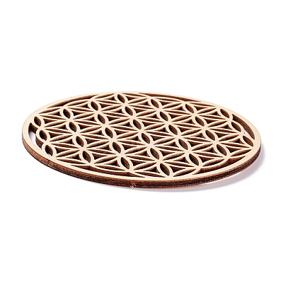 Basswood Carved Round Cup Mats DJEW-M006-05-1