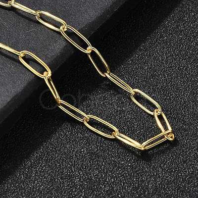 3.5MM Brass Paperclip Chain Bracelets BJEW-P358-01G-1